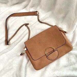 H&M powder pink gold strap shoulder bag with gold accent